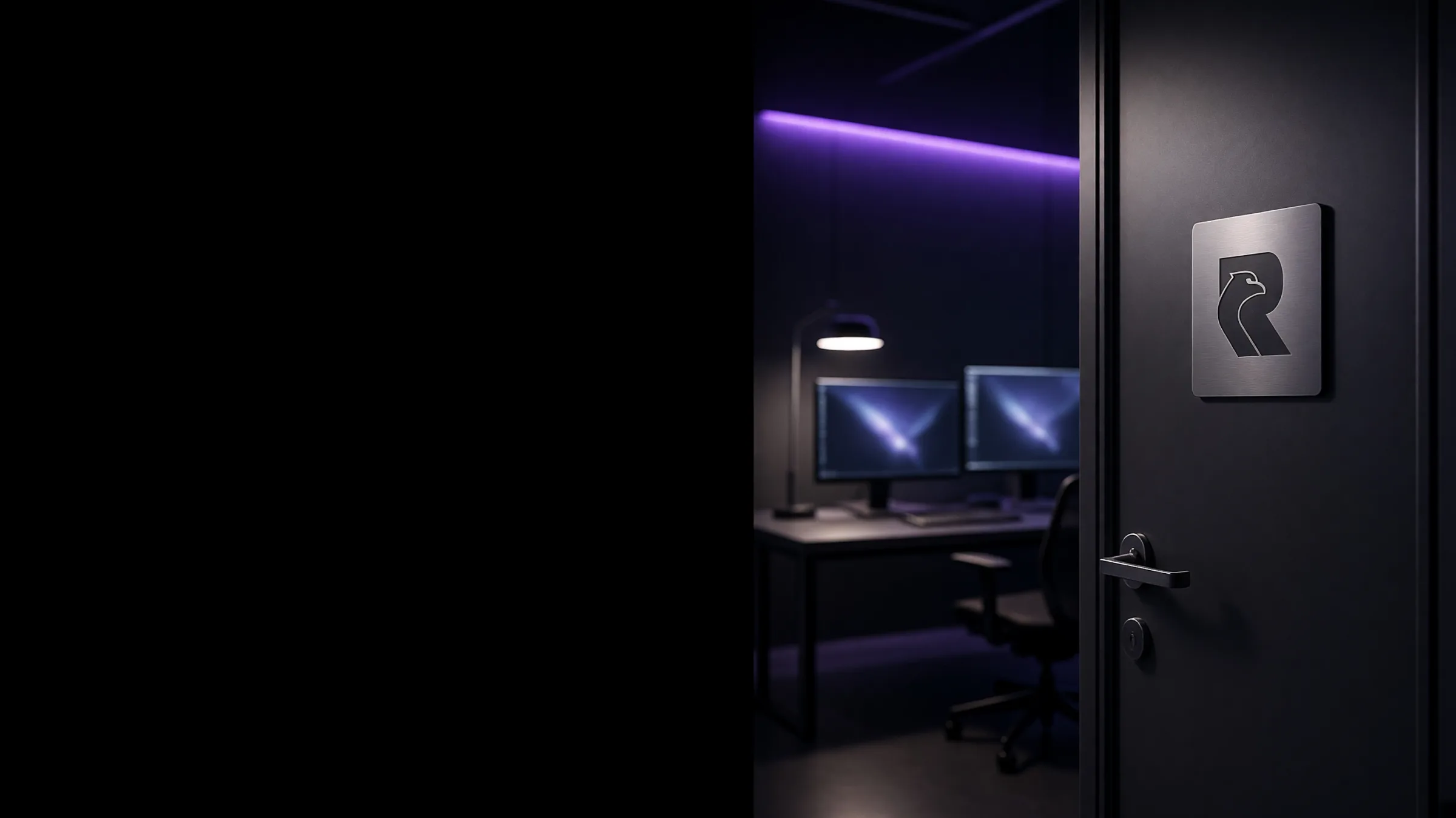 A quiet, secured workspace at night