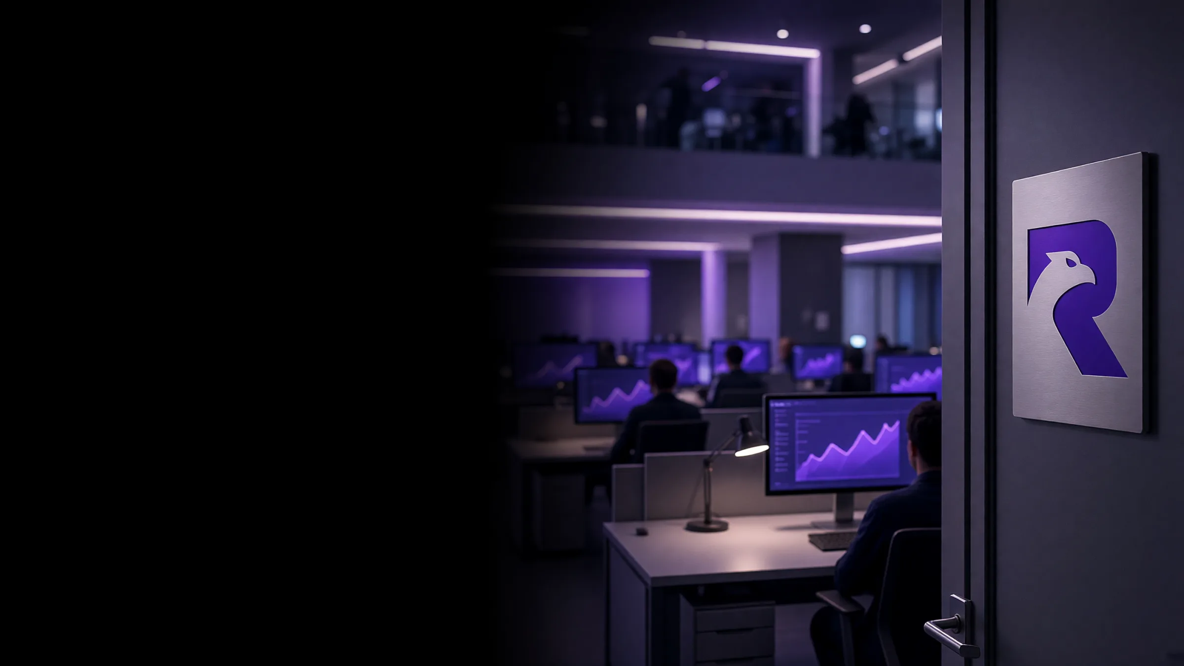 A healthcare operations room at night, the day's pipeline still on the wall screen.